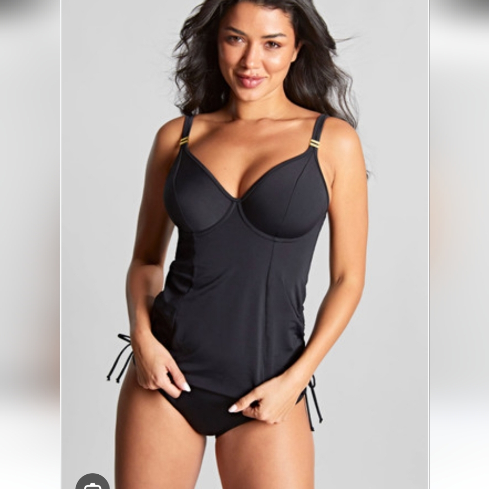 NWT Panache Swim Anya Riva Balcony Tankini Top W/gold Accent,  Size 32